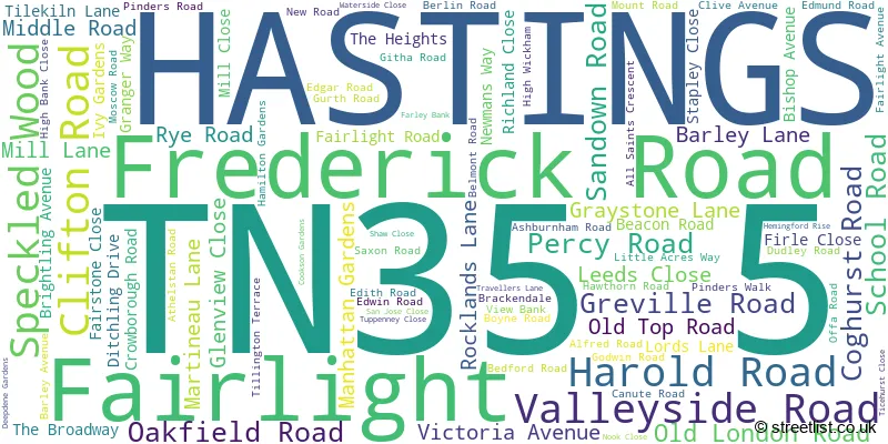 A word cloud for the TN35 5 postcode